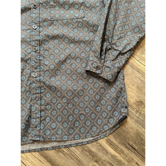 Vintage Wah Maker Shirt Men Large Blue Geometric Print AOP Frontier Western - Picture 2 of 7